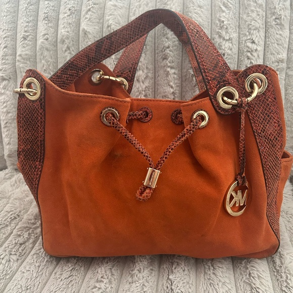 Michael Kors Orange Leather Shoulder Bag with Gold Hardware - Picture 1 of 7